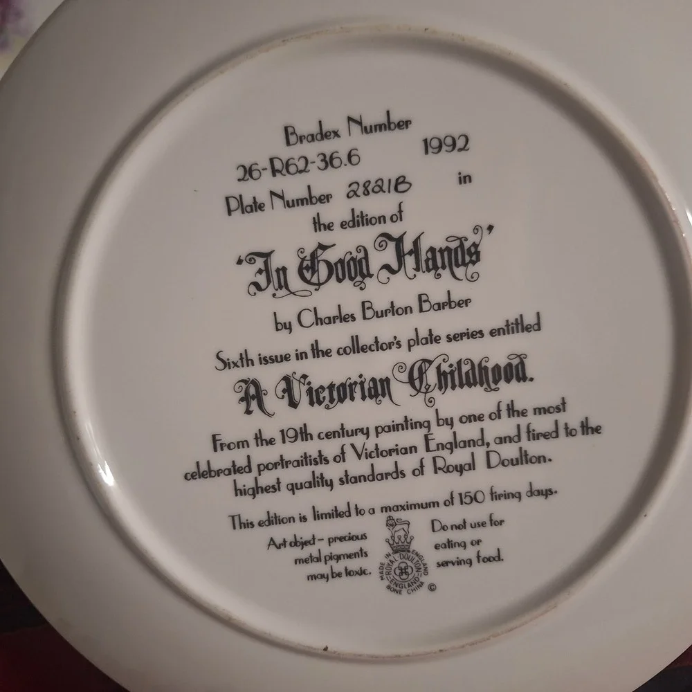Royal Doulton In Good Hands Plate Victorian Childhood Charles Burton Barber 1992
